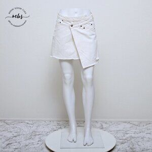 NWT Etophe Studios Asymmetrical Distressed Mini Denim Skirt with Raw Hem‎